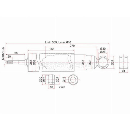 Амортизатор передний MMC CANTER FE2#/FE43#/FE44#/FE46#/FE425 80- рессоры  лев=RH SAT