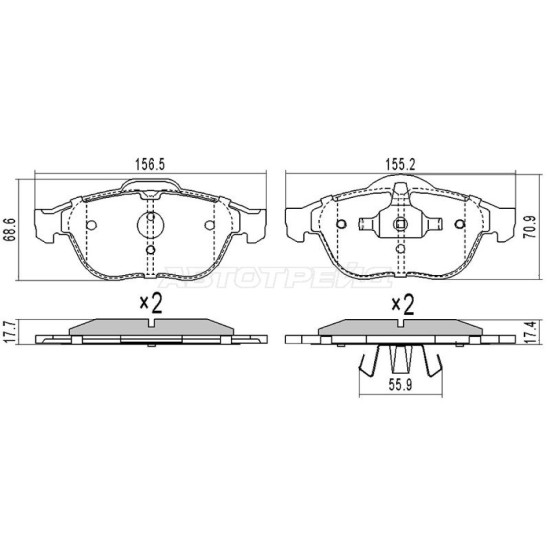 Колодки тормозные перед RENAULT CLIO 06-/MEGANE 03-09/SCENIC 00-09 SAT