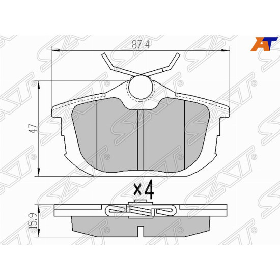 Колодки тормозные зад MITSUBISHI CARISMA 97-06/COLT 02-12 SAT