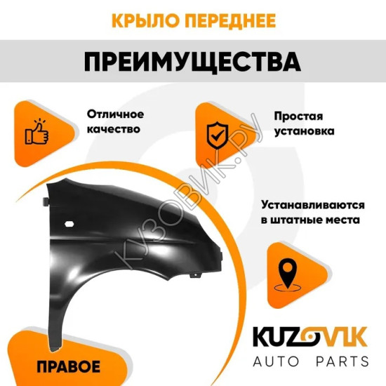 Крыло переднее правое Daewoo Matiz (2000-2015) KUZOVIK
