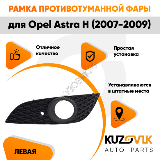 Рамка противотуманной фары левая Opel Astra H (2007-2009) рестайлинг KUZOVIK